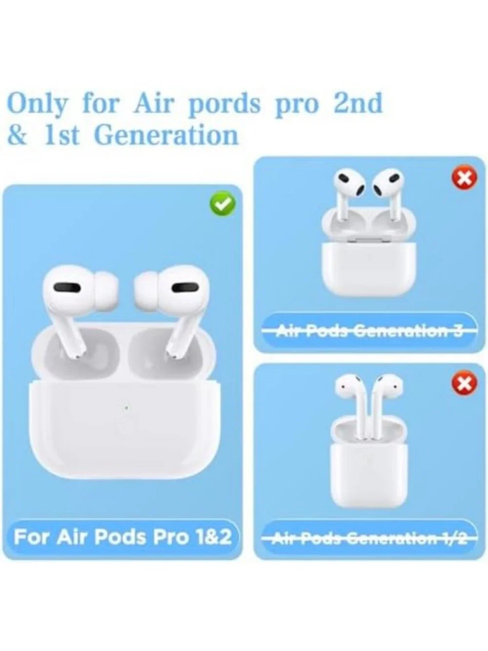 Wireless Charging Case for AirPods Pro 1 & 2 - Type-C Replacement Charger